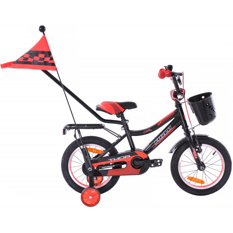 Detský bicykel 14" Fuzlu Thor čierno-červený-lesklý